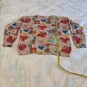 Colorful Heart Pattern Crew Sweater